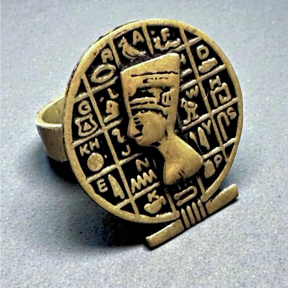 Queen Nefertiti Large Handmade Brass Ring. New.